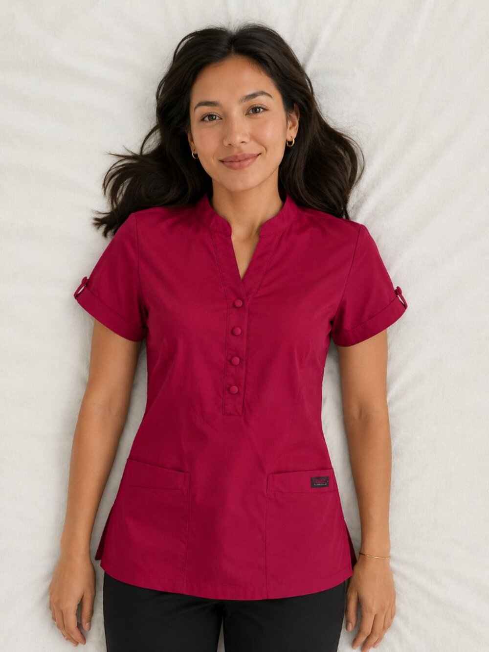 BEVERLY HILLS UNIFORMS NWT Short Sleeve V-Neck Red Scrub Top